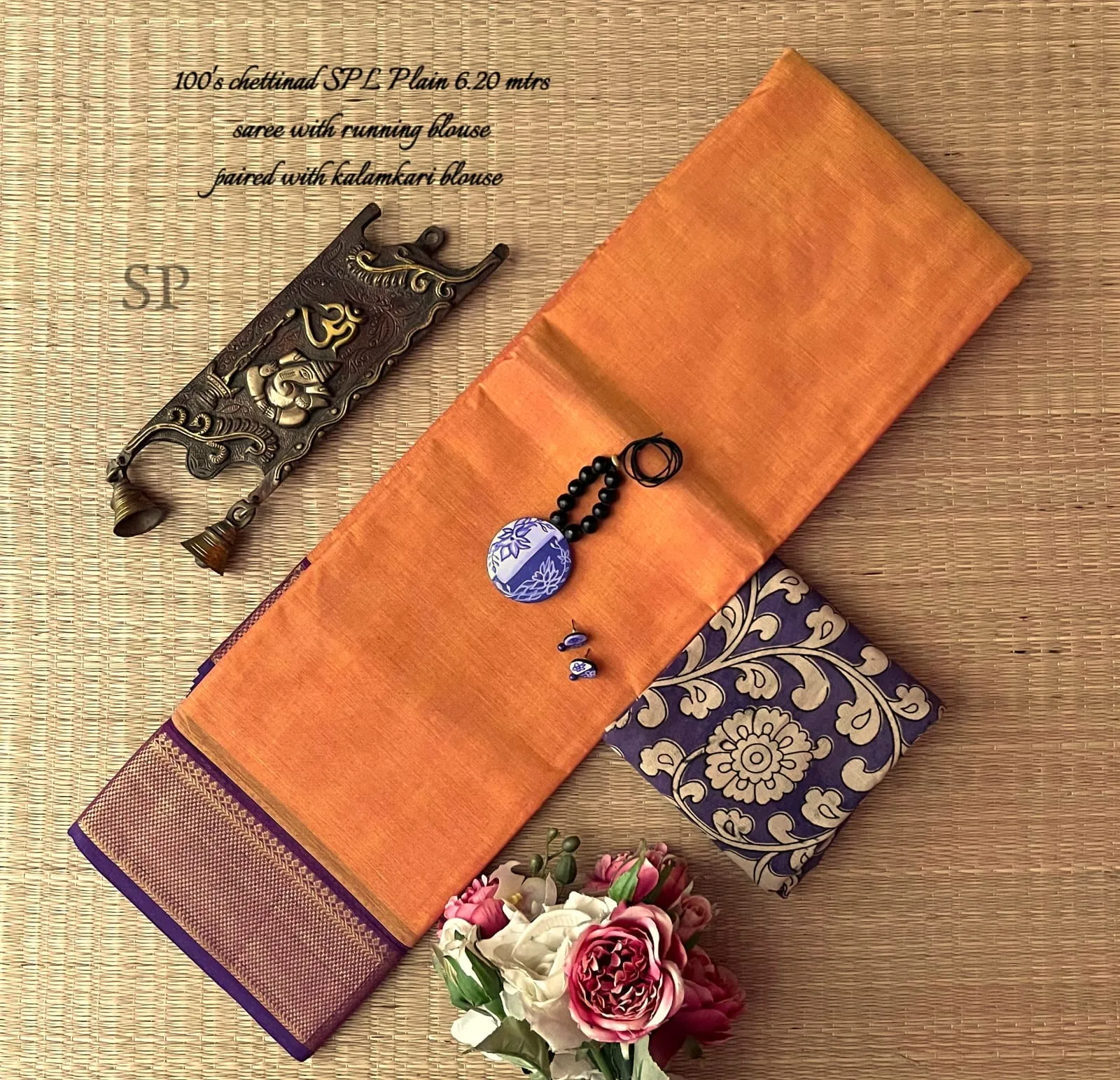 Premium Chettinad Cotton Saree with Kalamkari Pairing